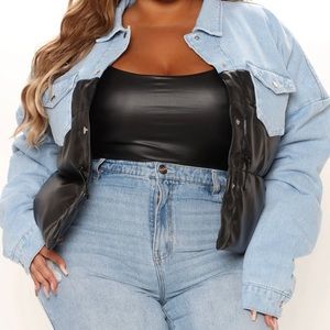 Fashion Nova Blue Jean Black Puffer Jacket